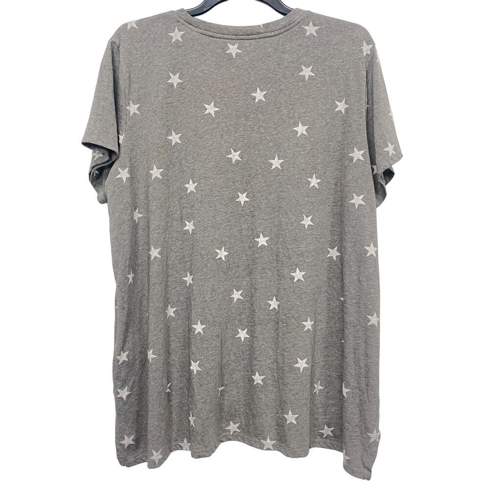 Lucky Brand Women's Short Sleeve shirt Gray White Star Print Plus size 1X - Picture 2 of 7